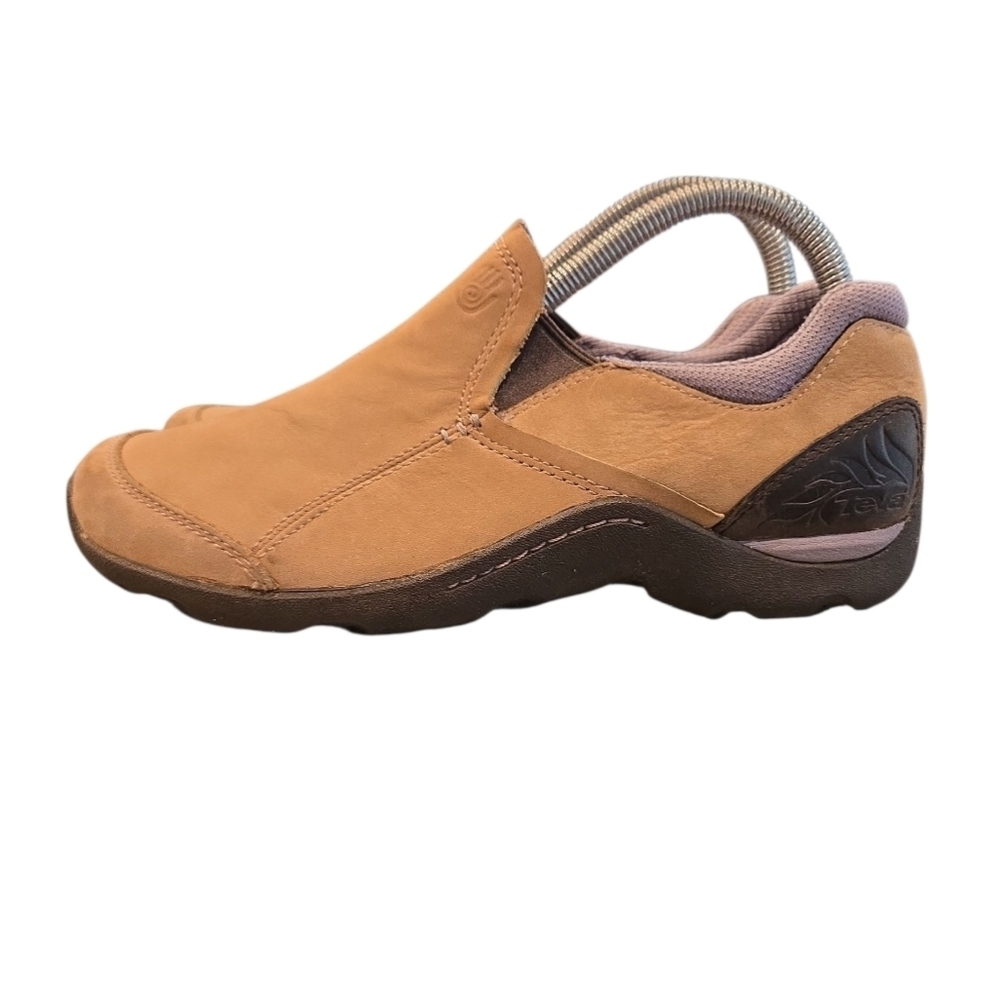 Teva Tan Leather Slip-On Clogs